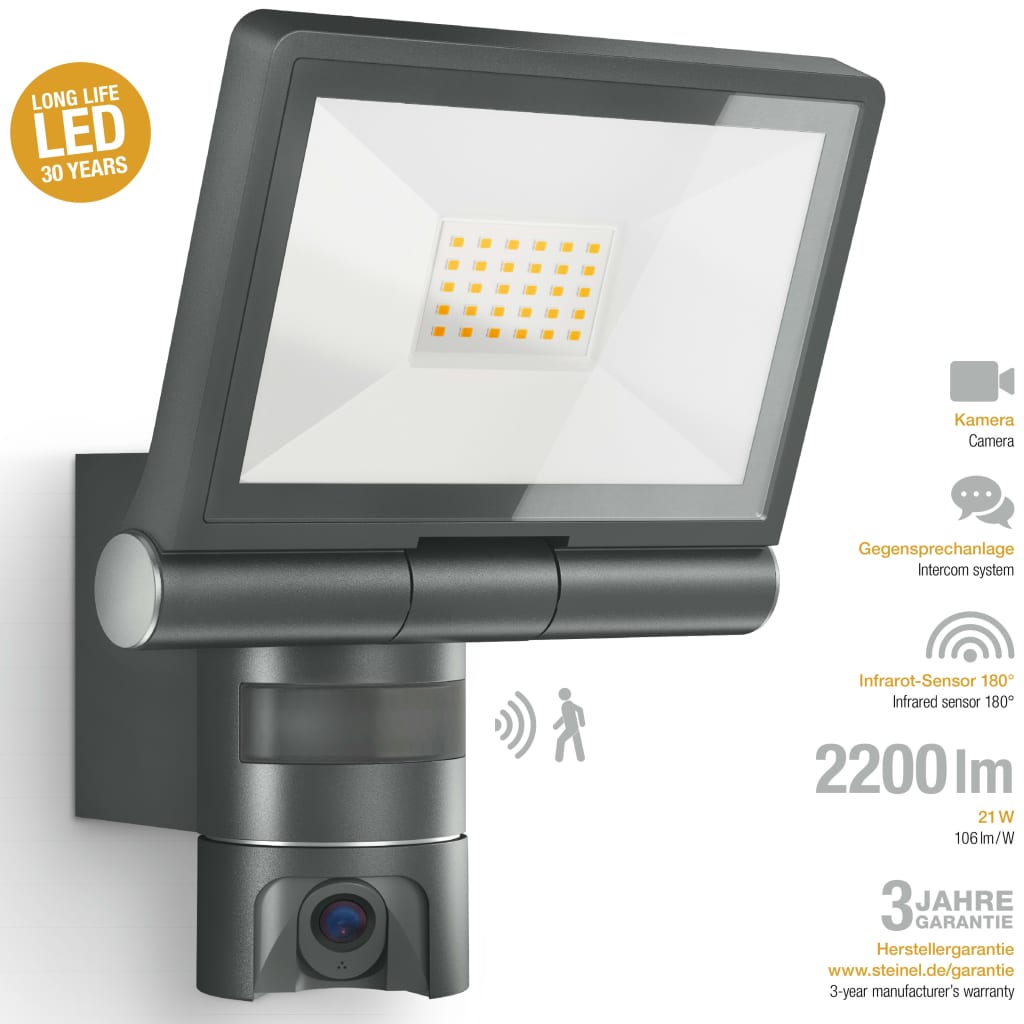 Steinel Sensor-Außenstrahler XLED CAM 1 Schwarz