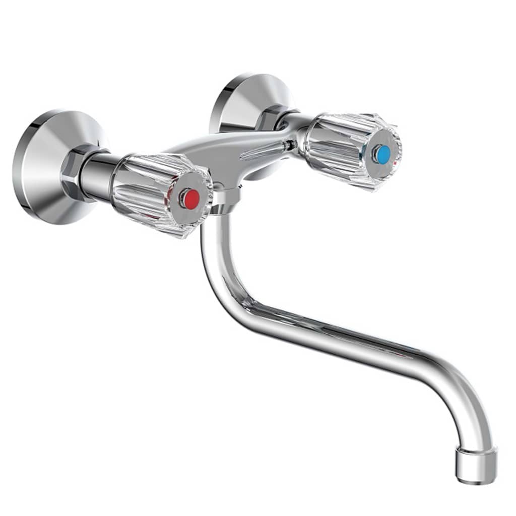 SCHÜTTE Spültischarmatur mit 2 Griffen BRILLANT Wandmontage Chrom