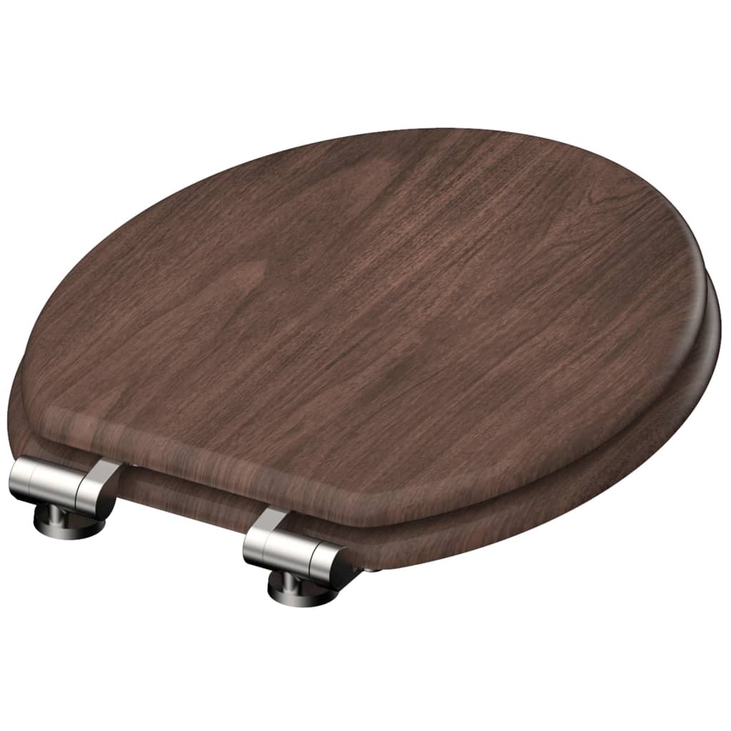 SCHÜTTE Toilettensitz mit Absenkautomatik DARK WOOD Bedruckt MDF