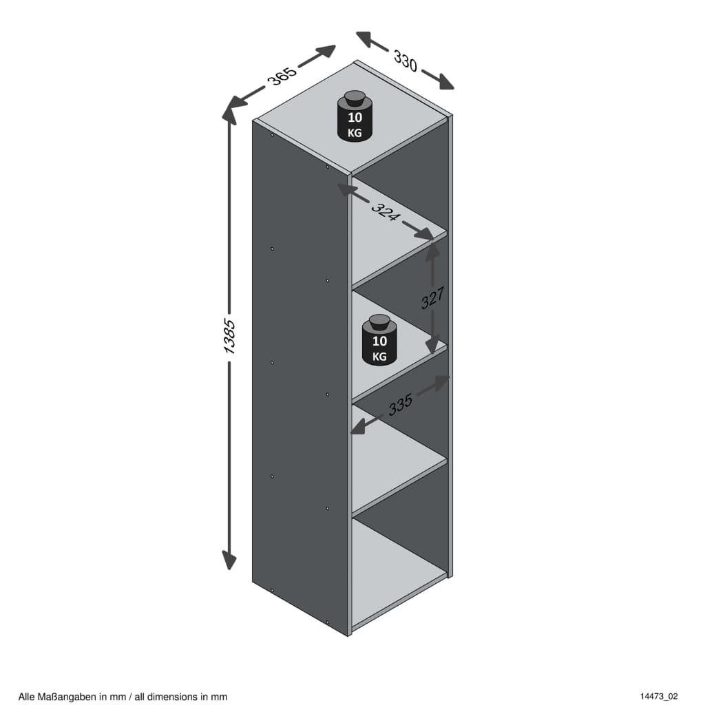 FMD Standregal mit 4 Fächern Antik-Stil
