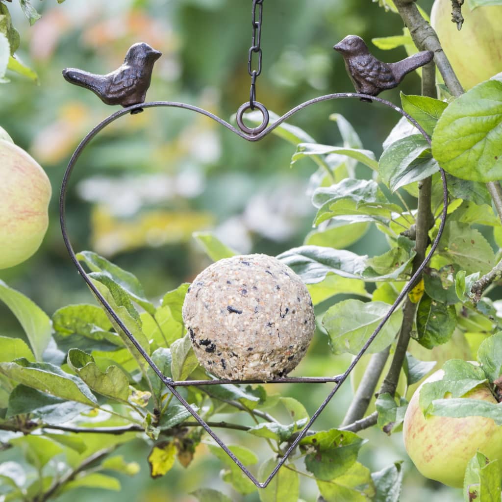 HI Vogelfutterspender Herzform 23,5 cm Braun