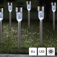 Thumbnail for HI Gartenleuchte LED Solar 8 Stk. Edelstahl