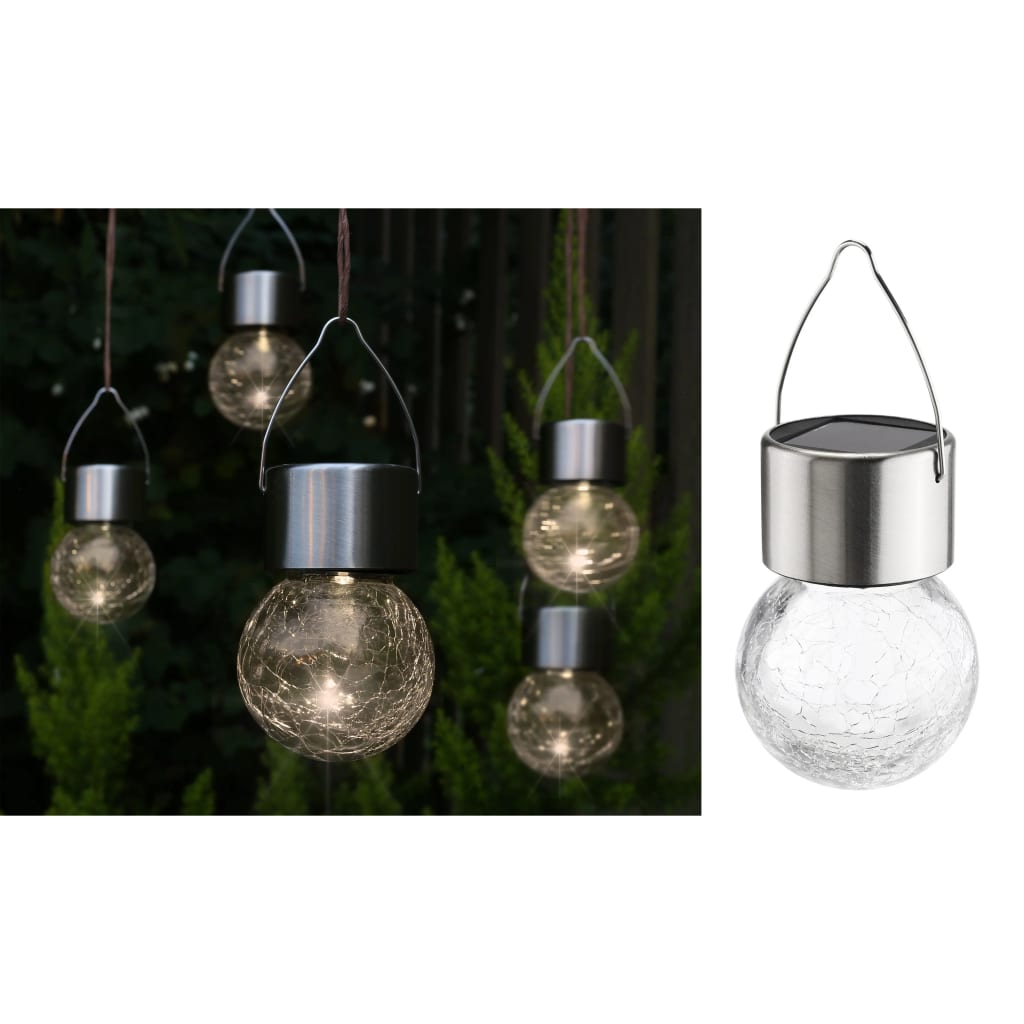 HI Solar-LED-Lichter zum Aufhängen 5 Stk. Risse-Glas-Design