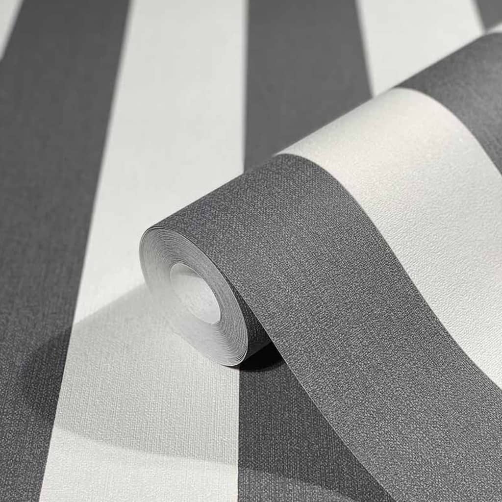 Topchic Tapete Stripes Dunkelgrau und Weiß