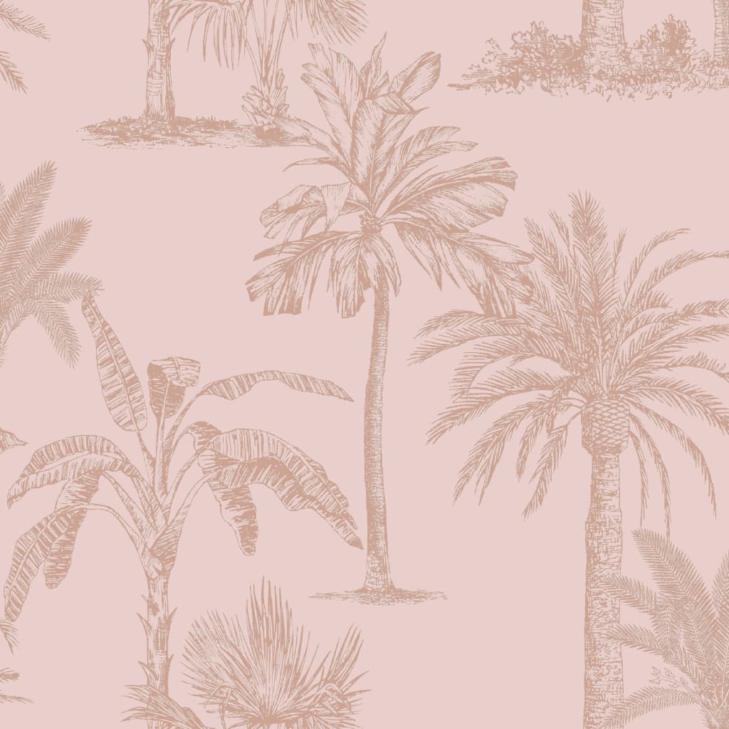 DUTCH WALLCOVERINGS Tapete Tropische Bäume Rosa