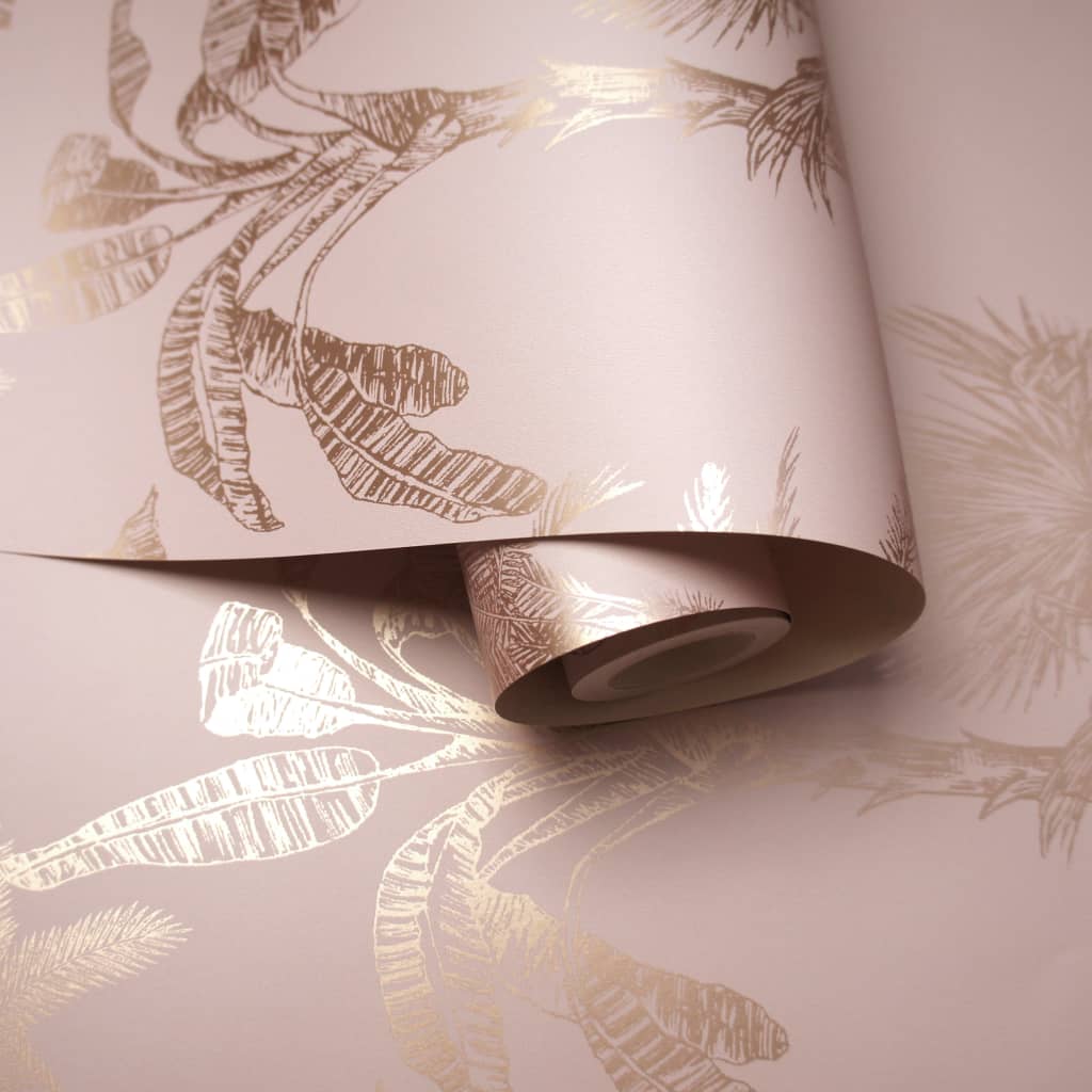 DUTCH WALLCOVERINGS Tapete Tropische Bäume Rosa