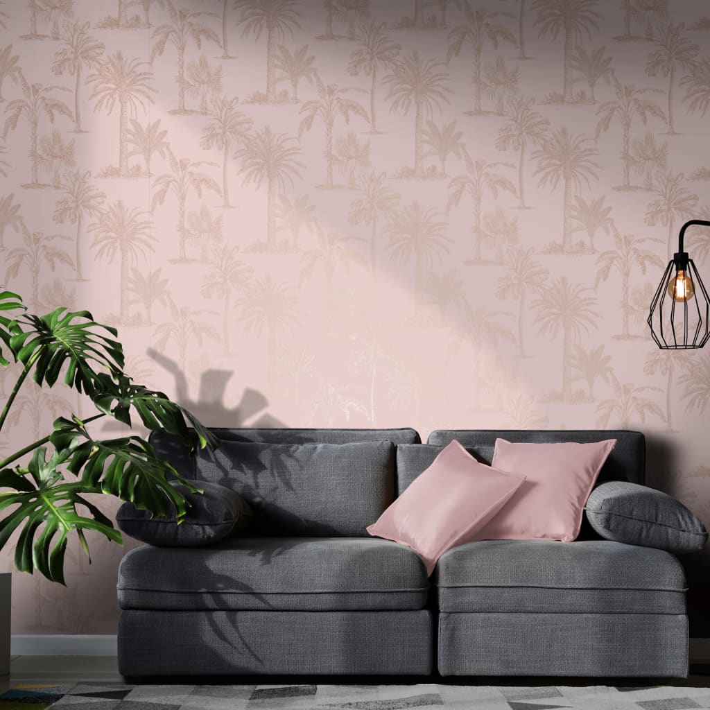 DUTCH WALLCOVERINGS Tapete Tropische Bäume Rosa