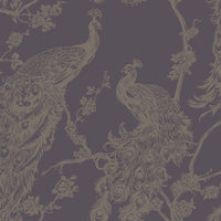 Thumbnail for DUTCH WALLCOVERINGS Tapete Pfauen-Motiv Lila und Silbern