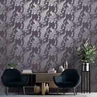 Thumbnail for DUTCH WALLCOVERINGS Tapete Pfauen-Motiv Lila und Silbern