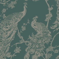 Thumbnail for DUTCH WALLCOVERINGS Tapete Pfauen-Motiv Grün und Silbern