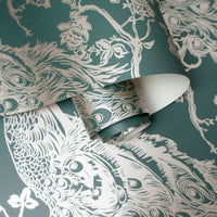 Thumbnail for DUTCH WALLCOVERINGS Tapete Pfauen-Motiv Grün und Silbern