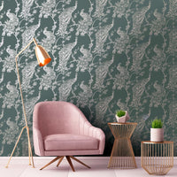 Thumbnail for DUTCH WALLCOVERINGS Tapete Pfauen-Motiv Grün und Silbern