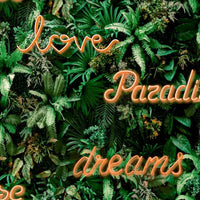 Thumbnail for Good Vibes Fototapete Neon Letter with Plants Grün und Orange