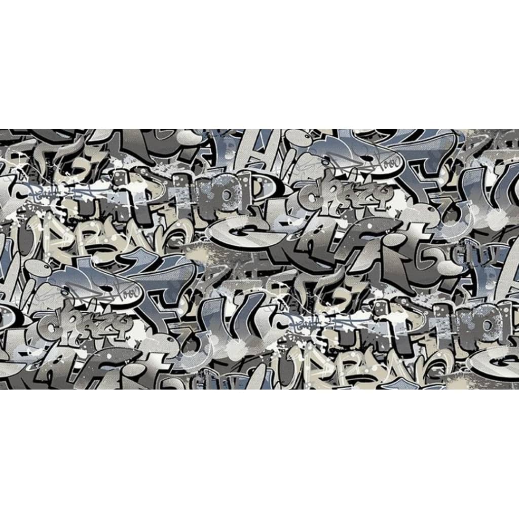 Good Vibes Tapete Graffiti Grau und Blau