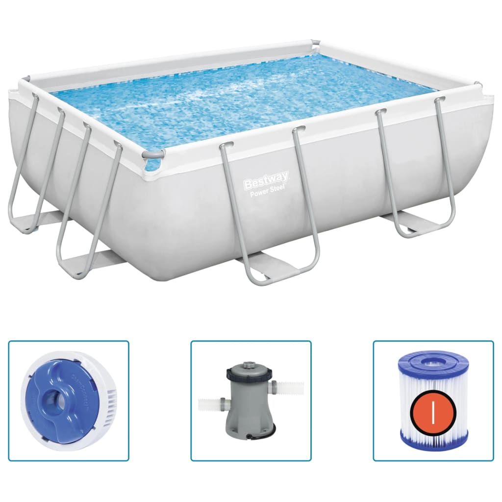 Bestway Power Steel Swimmingpool-Set Rechteckig 282x196x84 cm