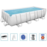 Thumbnail for Bestway Power Steel Swimmingpool-Set Rechteckig 488x244x122 cm