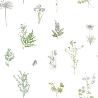 Thumbnail for Evergreen Tapete Herbs And Flowers Weiß