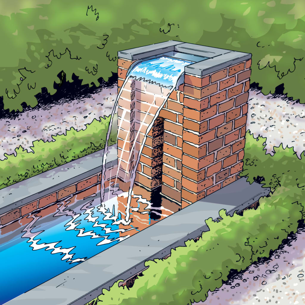 Ubbink Wasserfall-Element Nevada 60cm mit LED-Beleuchtung Edelstahl