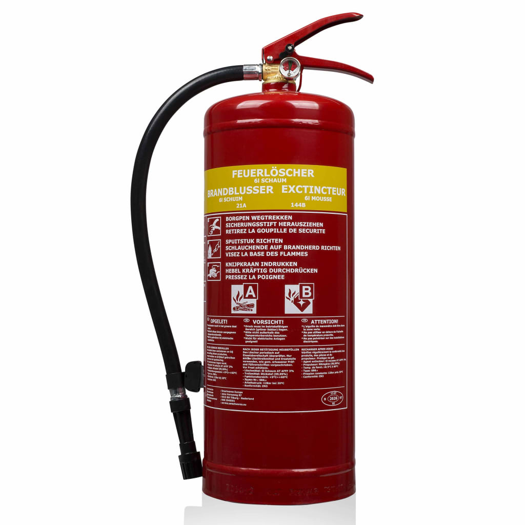 Smartwares Schaum-Feuerlöscher SB6 6 L Brandklassen AB Stahl 10.015.05