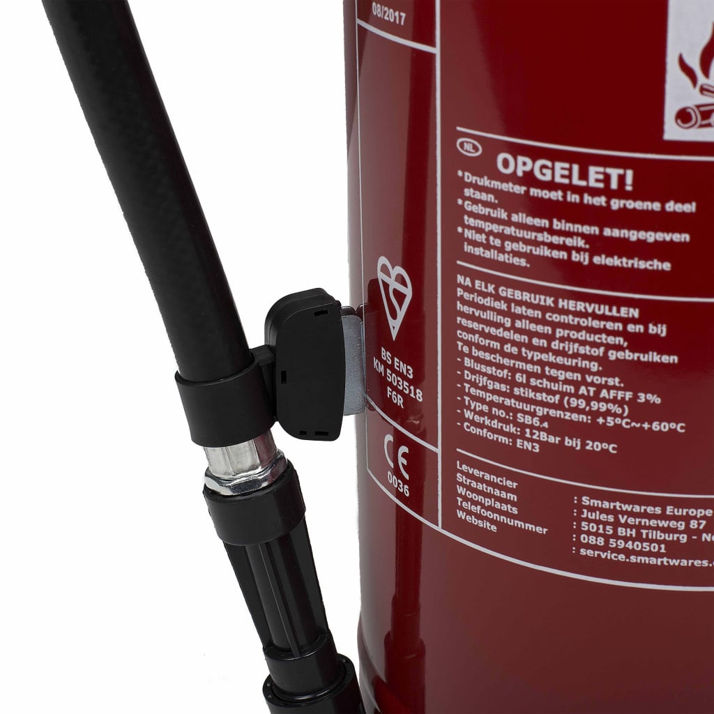 Smartwares Schaum-Feuerlöscher SB6 6 L Brandklassen AB Stahl 10.015.05