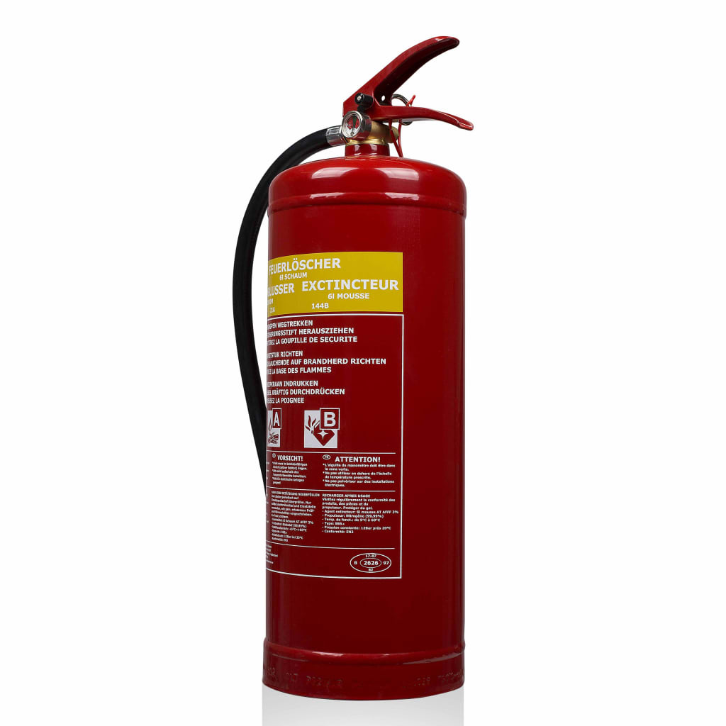 Smartwares Schaum-Feuerlöscher SB6 6 L Brandklassen AB Stahl 10.015.05