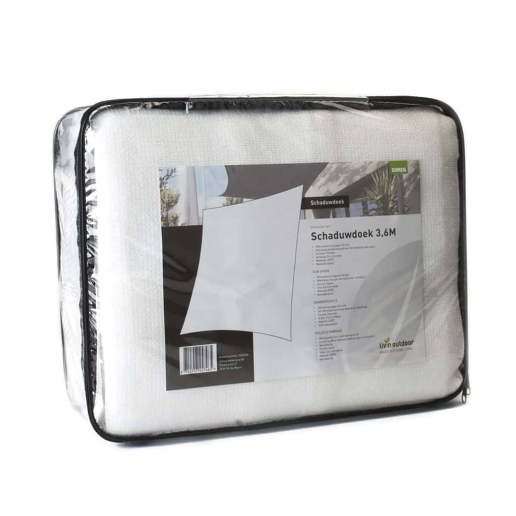 Livin'outdoor Sonnensegel Iseo HDPE Quadratisch 3,6x3,6 m Weiß