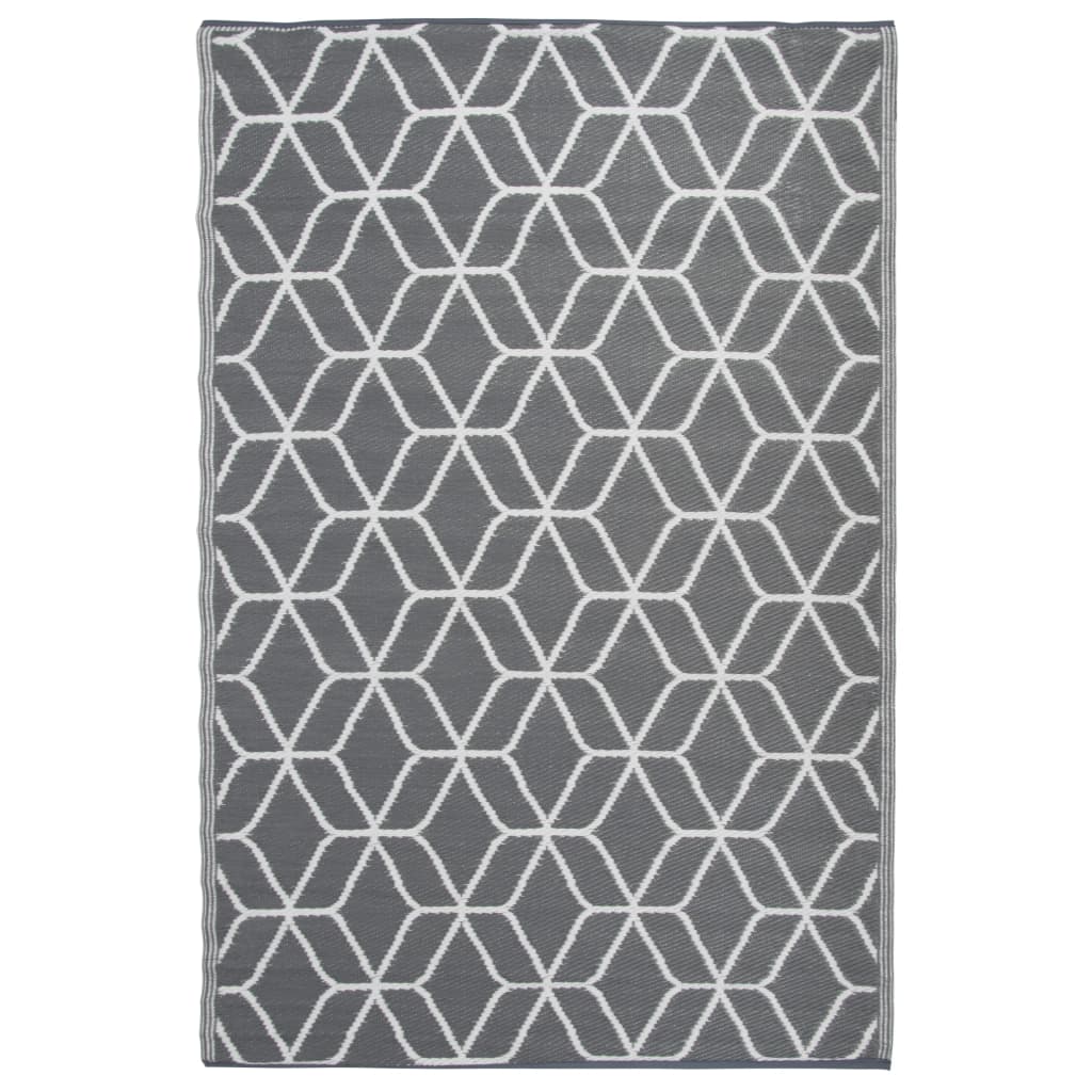 Esschert Design Outdoor-Teppich 180x121 cm Grau und Weiß OC25