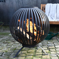 Thumbnail for Esschert Design Feuerkorb Ball Gestreift Schwarz Kohlenstoffstahl FF400