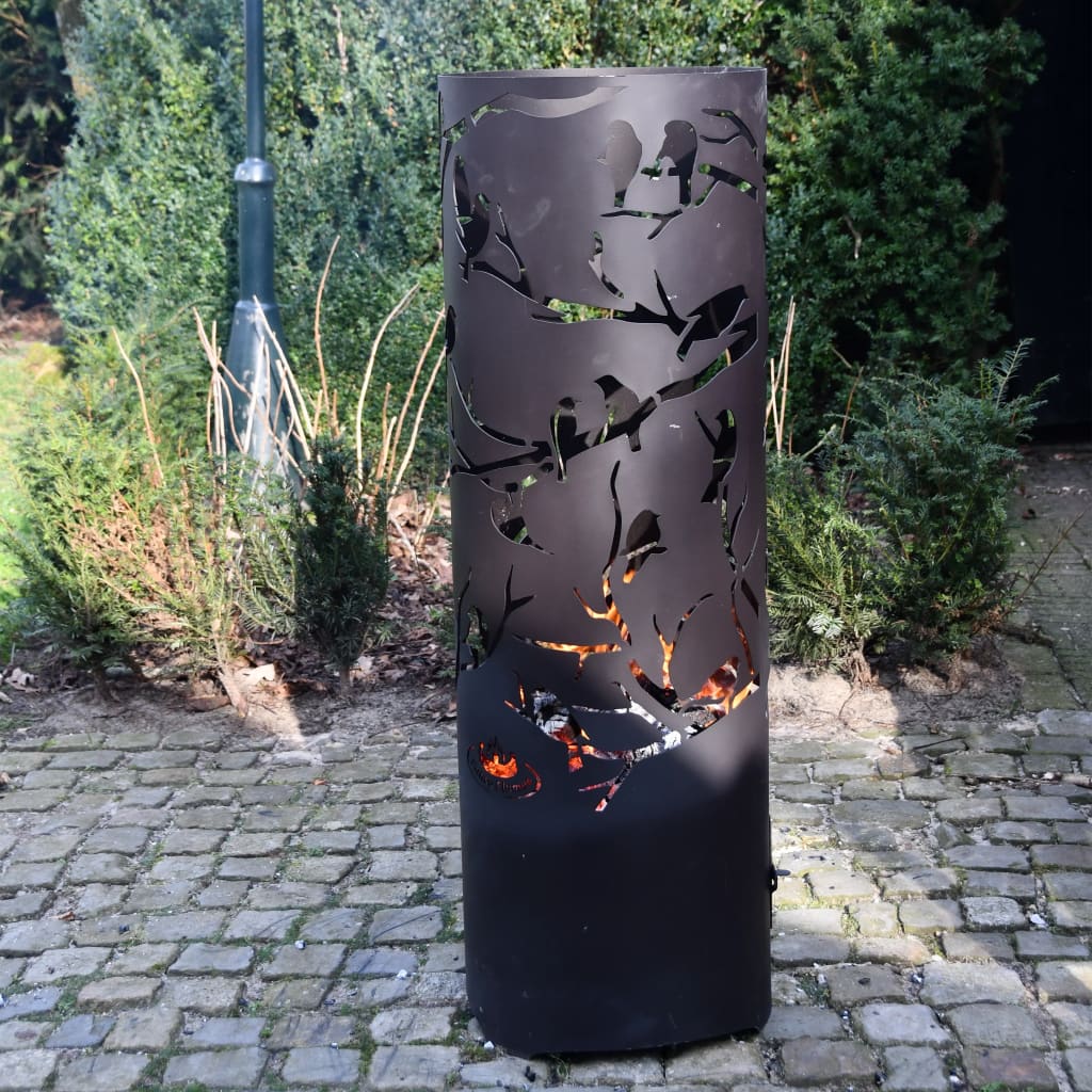 Esschert Design Feuerrohr Birds on Twig Kohlenstoffstahl Schwarz FF409