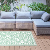 Thumbnail for Esschert Design Outdoor-Teppich 182x122 cm Fliesendesign Grün und Weiß