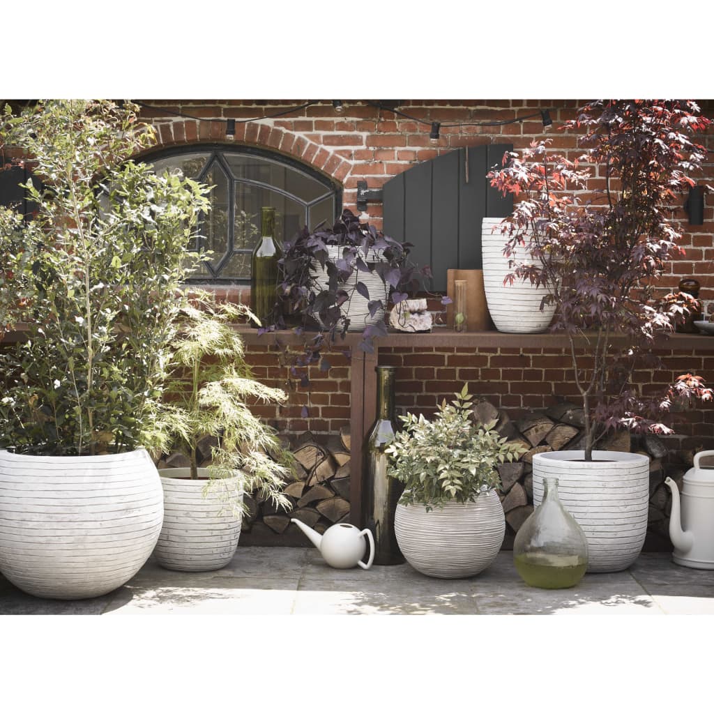 Capi Vase Blumentopf "Nature Rib" Kugelform 40 x 32 cm Elfenbein