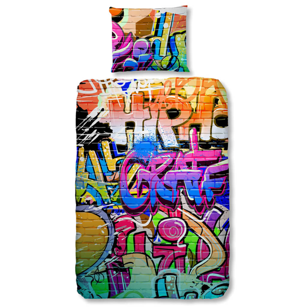 Good Morning Bettwäsche-Set 5481-P GRAFFITI 135 × 200 cm Mehrfarbig