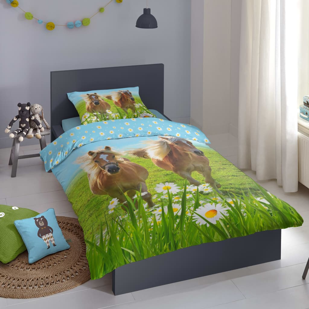 Good Morning Kinder Bettwäsche-Set Horses 140×200/220 cm