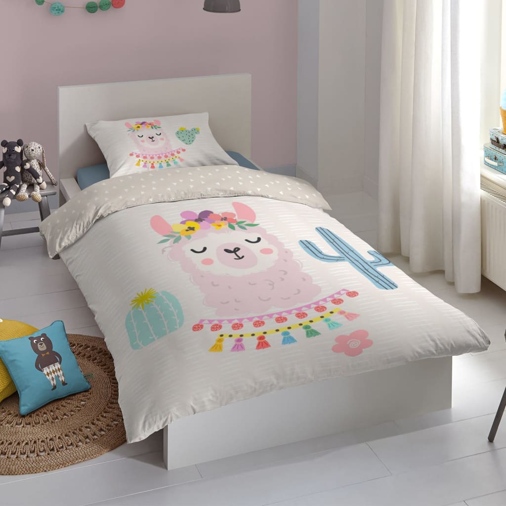 Good Morning Kinder-Bettwäsche-Set LLAMA 140x200/220 cm Mehrfarbig