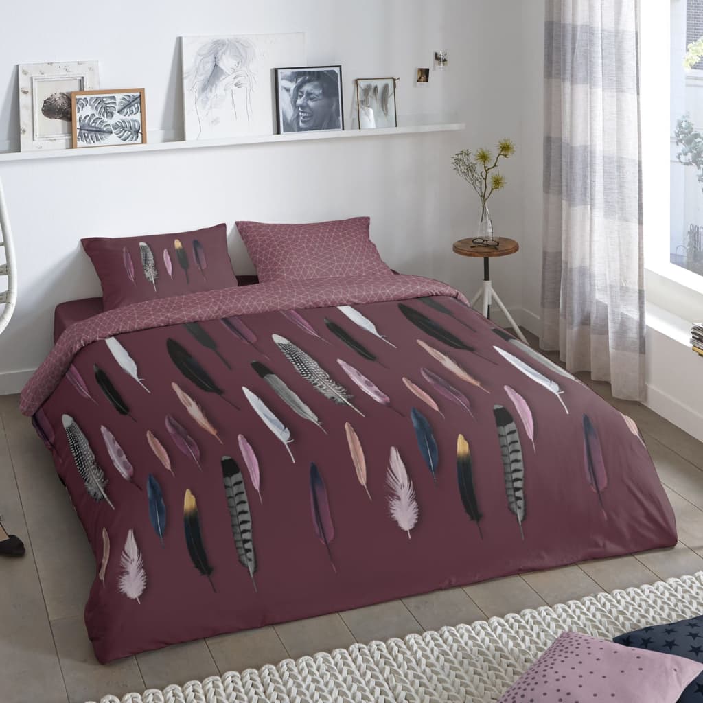 Good Morning Bettwäsche-Set FEATHERS 155x220 cm Bordeaux
