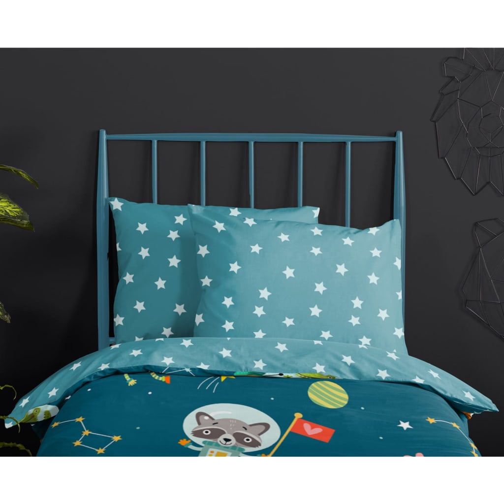 Good Morning Kinder-Bettwäsche-Set SPACY 100x135 cm Petrolblau