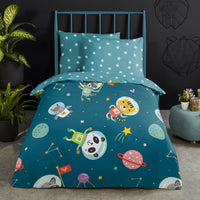 Thumbnail for Good Morning Kinder-Bettwäsche-Set SPACY 100x135 cm Petrolblau