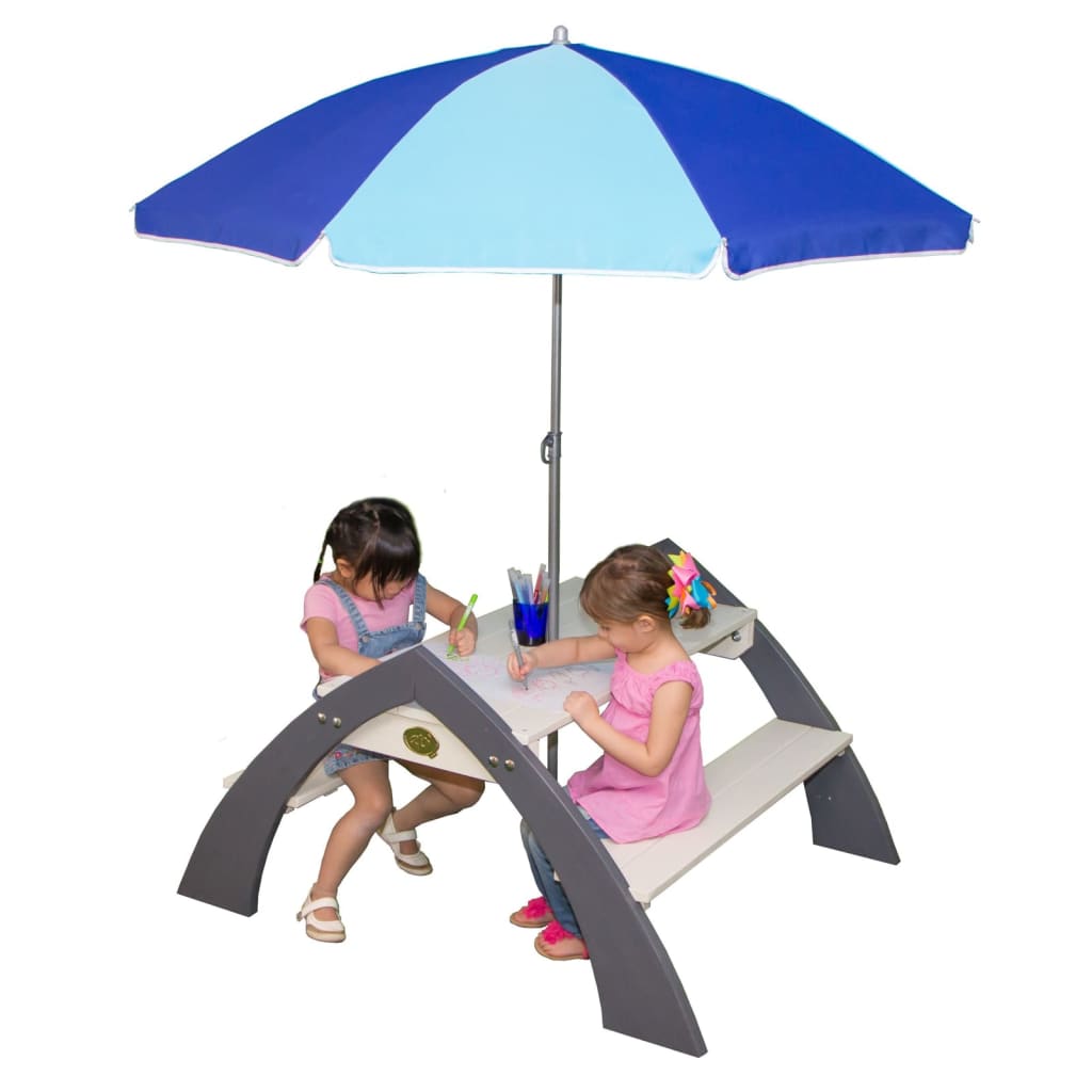 AXI Picknicktisch für Kinder Kylo mit Sonnenschirm XL Weiß und Grau
