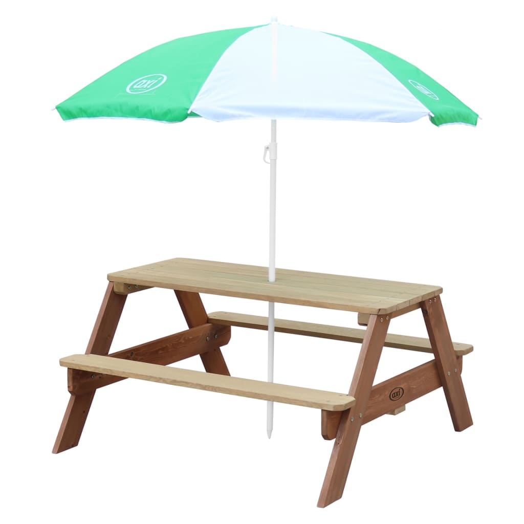 AXI Kinder Picknicktisch Nick mit Regenschirm Braun und Grau