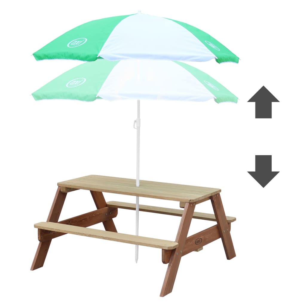 AXI Kinder Picknicktisch Nick mit Regenschirm Braun und Grau