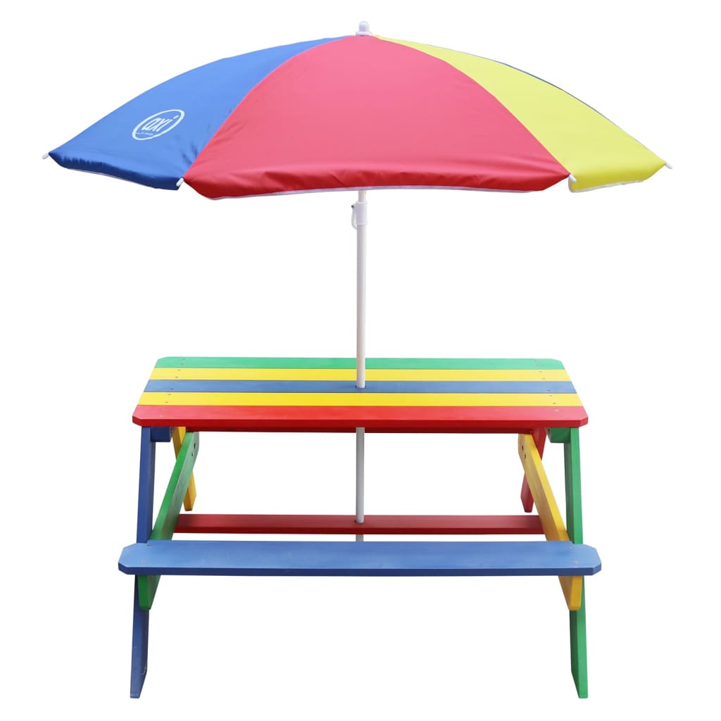 AXI Picknicktisch für Kinder Nick mit Sonnenschirm Regenbogen