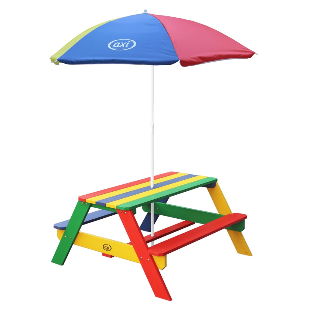 AXI Picknicktisch für Kinder Nick mit Sonnenschirm Regenbogen