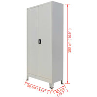 Thumbnail for Büroschrank mit 2 Türen Stahl 90x40x180 cm Grau