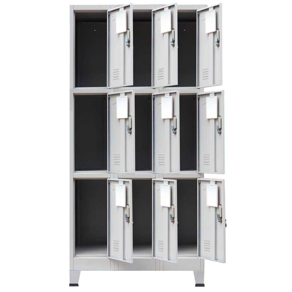 Schließfachschrank mit 9 Fächern Stahl 90x45x180 cm Grau
