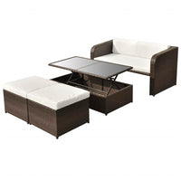 Thumbnail for 4-tlg. Garten-Lounge-Set mit Auflagen Poly Rattan Braun