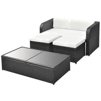 Thumbnail for 4-tlg. Garten-Lounge-Set mit Auflagen Poly Rattan Schwarz