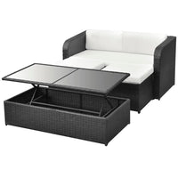 Thumbnail for 4-tlg. Garten-Lounge-Set mit Auflagen Poly Rattan Schwarz