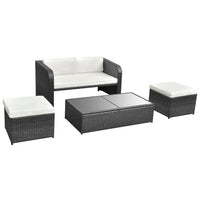 Thumbnail for 4-tlg. Garten-Lounge-Set mit Auflagen Poly Rattan Schwarz