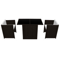 Thumbnail for 3-tlg. Bistro-Set mit Auflagen Poly Rattan Braun
