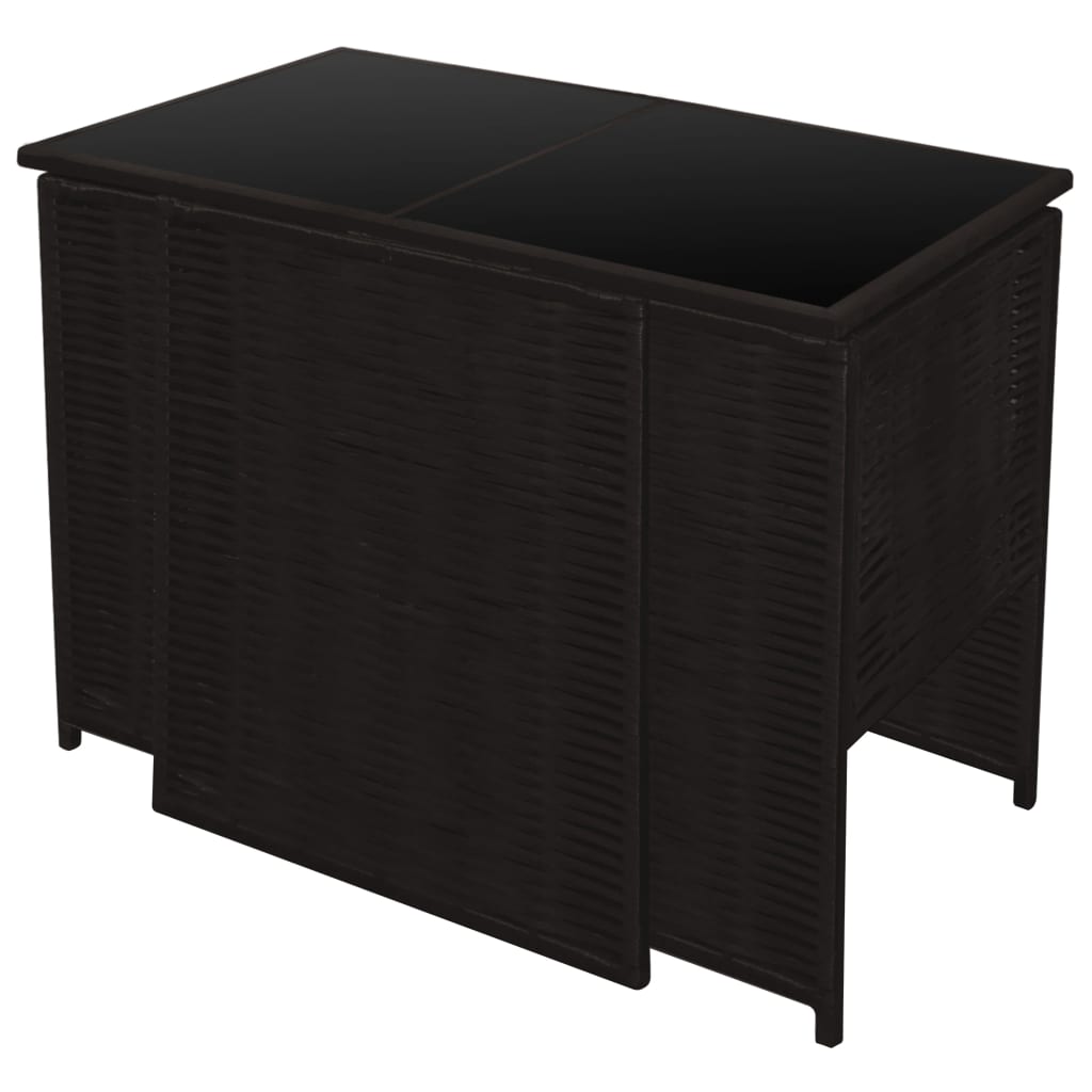 3-tlg. Bistro-Set mit Auflagen Poly Rattan Braun